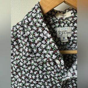 J CREW Linen Frog Camp Shirt‎ Short Sleeve Button Down Preppy Breathable M